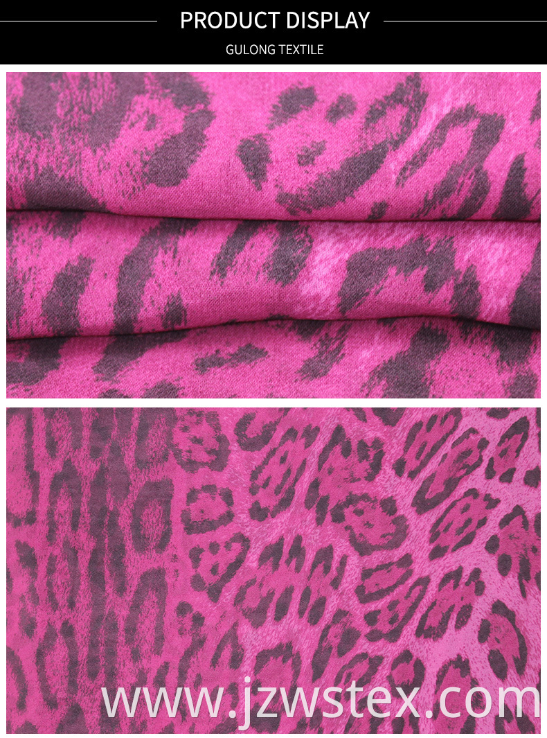 100% Polyster printed chiffon fabricLeopard grain print fabric animal printed